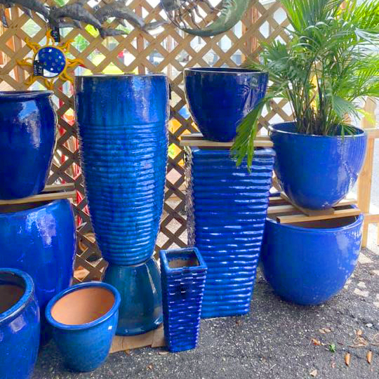 Large Blue Ceramic Planters
